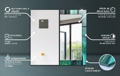 Espelho com moldura decorada Padrão de flores e folhas