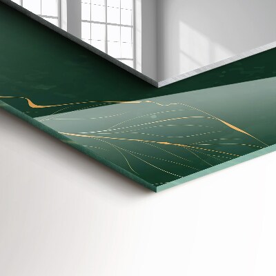 Espelho com moldura decorada Folhas verdes douradas