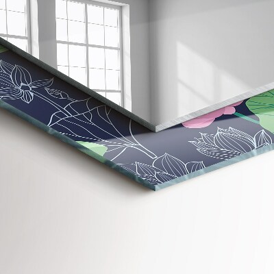 Espelho com moldura decorada Flores de lótus rosa