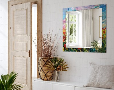 Espelho com moldura decorada Campo de tulipas