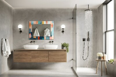 Espelho com moldura decorada Retângulos abstratos coloridos