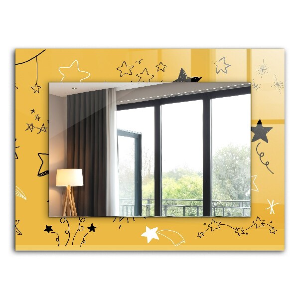 Espelho com moldura decorada Desenhos de várias estrelas
