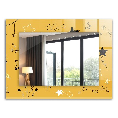 Espelho com moldura decorada Desenhos de várias estrelas