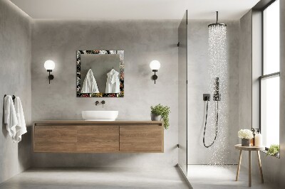 Espelho com moldura decorada Flores e pássaros