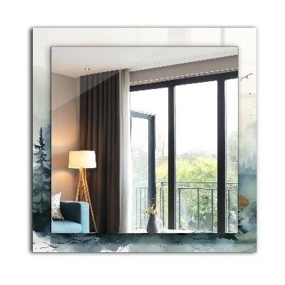 Espelho decorativo Floresta no nevoeiro