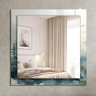 Espelho decorativo Floresta no nevoeiro