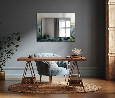 Espelho decorativo Floresta no nevoeiro