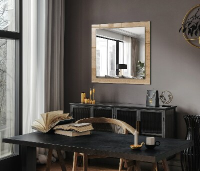 Espelho com moldura decorada Textura de placa de madeira