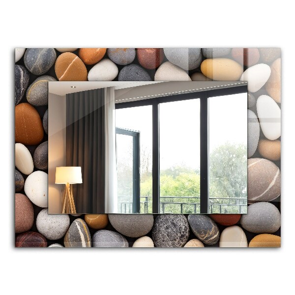 Espelho com moldura decorada Pedras lisas coloridas