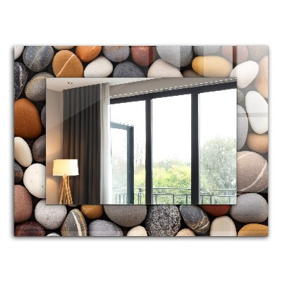 Espelho com moldura decorada Pedras lisas coloridas