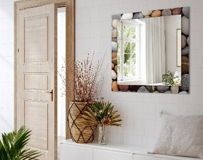 Espelho com moldura decorada Pedras lisas coloridas