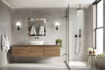 Espelho com moldura decorada Pedras lisas coloridas