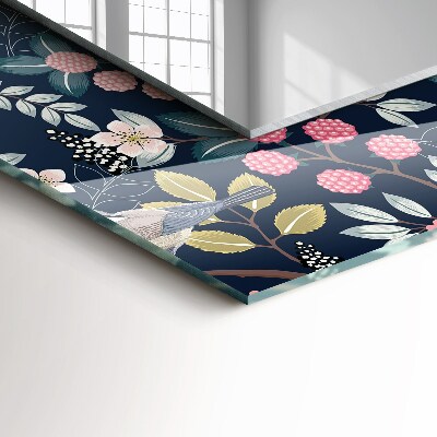 Espelho com moldura decorada Flores, folhas, pássaros