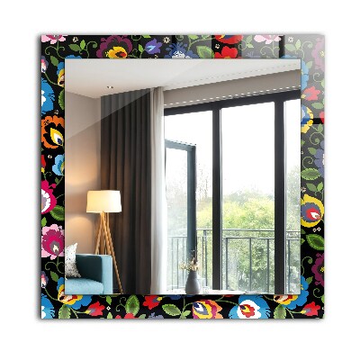 Espelho com moldura decorada Padrões folclóricos coloridos