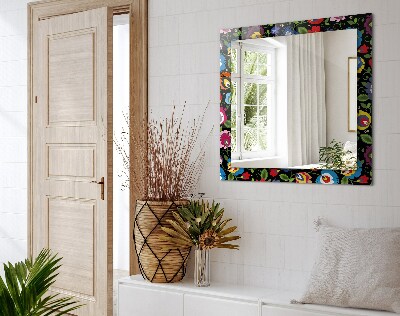 Espelho com moldura decorada Padrões folclóricos coloridos