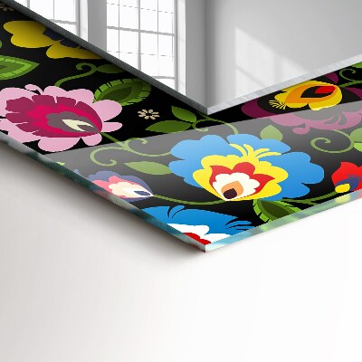 Espelho com moldura decorada Padrões folclóricos coloridos