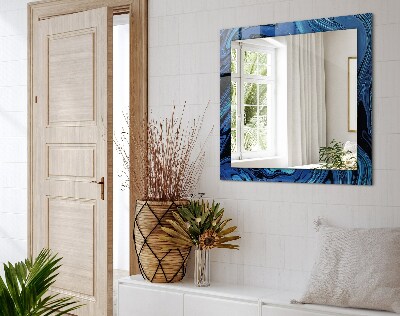 Espelho com moldura decorada Padrão azul abstrato