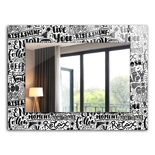 Espelho decorativo Inscrições motivacionais manuscritas