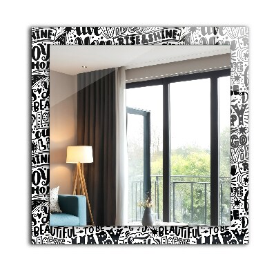 Espelho decorativo Inscrições motivacionais manuscritas