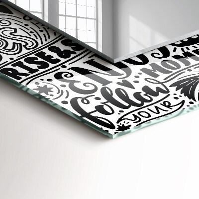 Espelho decorativo Inscrições motivacionais manuscritas