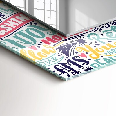 Espelho com moldura decorada Inscrições motivacionais coloridas