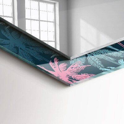 Espelho com moldura decorada Padrão de palmeira colorida