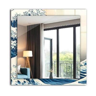 Espelho decorativo A Grande Onda de Kanagawa