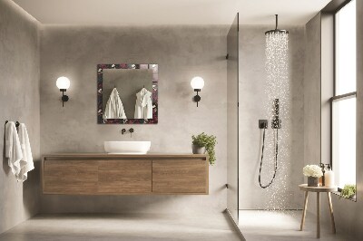 Espelho com moldura decorada Caveiras rosas espinhos