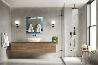 Espelho com moldura decorada Padrões de ondas azuis