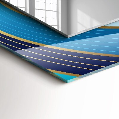 Espelho com moldura decorada Padrões de ondas azuis