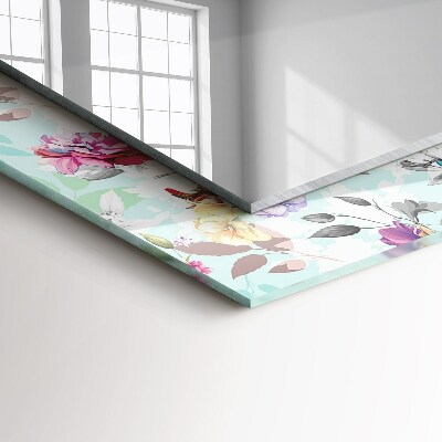 Espelho com moldura decorada Flores e pássaros