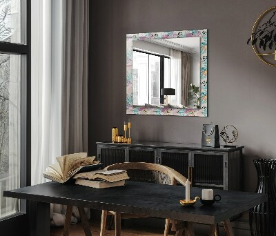 Espelho com moldura decorada Folhas tropicais coloridas