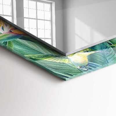 Espelho com moldura decorada Beija-flores e flores