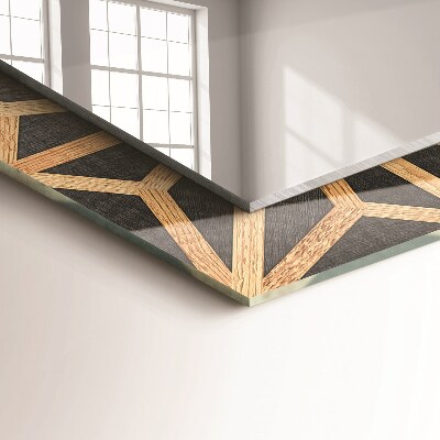 Espelho com moldura decorada Padrão geométrico de madeira