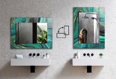 Espelho com moldura decorada Padrão geométrico de madeira