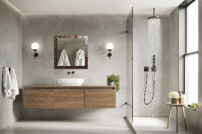 Espelho com moldura decorada Tiras diagonais de madeira