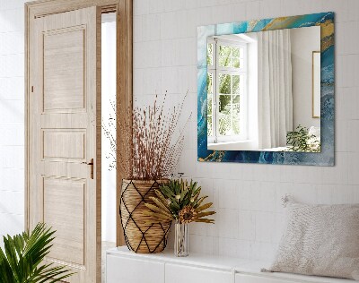 Espelho com moldura decorada Resina de mármore abstrata