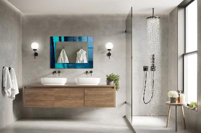 Espelho com moldura decorada Arte azul abstrata