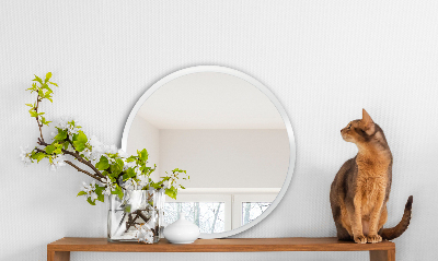 Espelho redondo de parede moldura branca