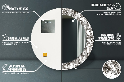 Espelho decorativo redondo Folhas tropicais