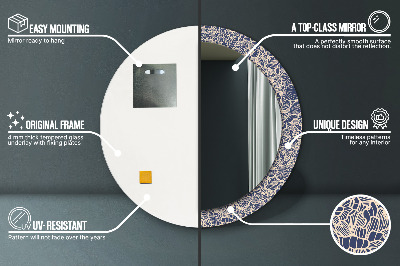 Espelho redondo decorativo Flores