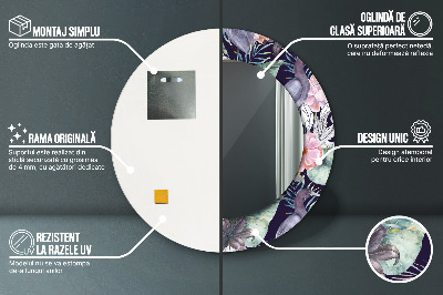 Espelho redondo decorativo Aves garças