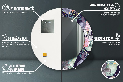 Espelho redondo decorativo Aves garças