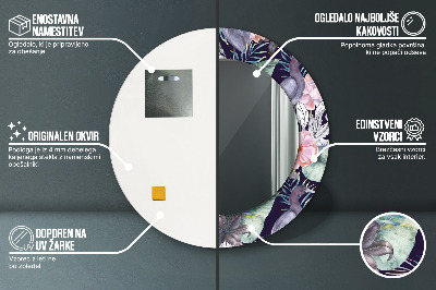 Espelho redondo decorativo Aves garças