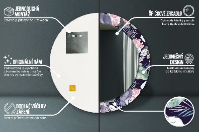 Espelho redondo decorativo Aves garças