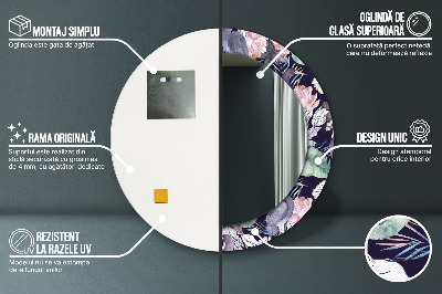 Espelho redondo decorativo Aves garças