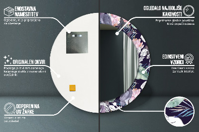 Espelho redondo decorativo Aves garças