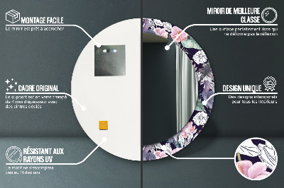 Espelho redondo decorativo Aves garças