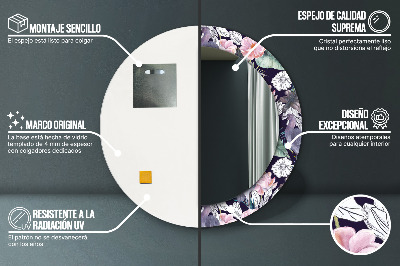 Espelho redondo decorativo Aves garças