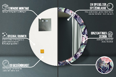 Espelho redondo decorativo Aves garças